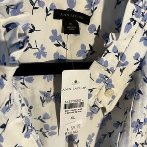 Ann Taylor Blue Floral Blouse
